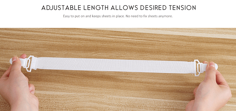 DIHE Bed Sheet Fixing Band Retaining Clip Skid Resistance Elastic Cord 4pcs