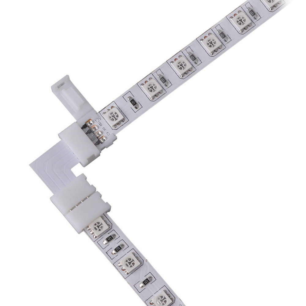 10Pcs 4pin 10mm L Shape Solderless Connector for LED 5050 RGB Strip Light
