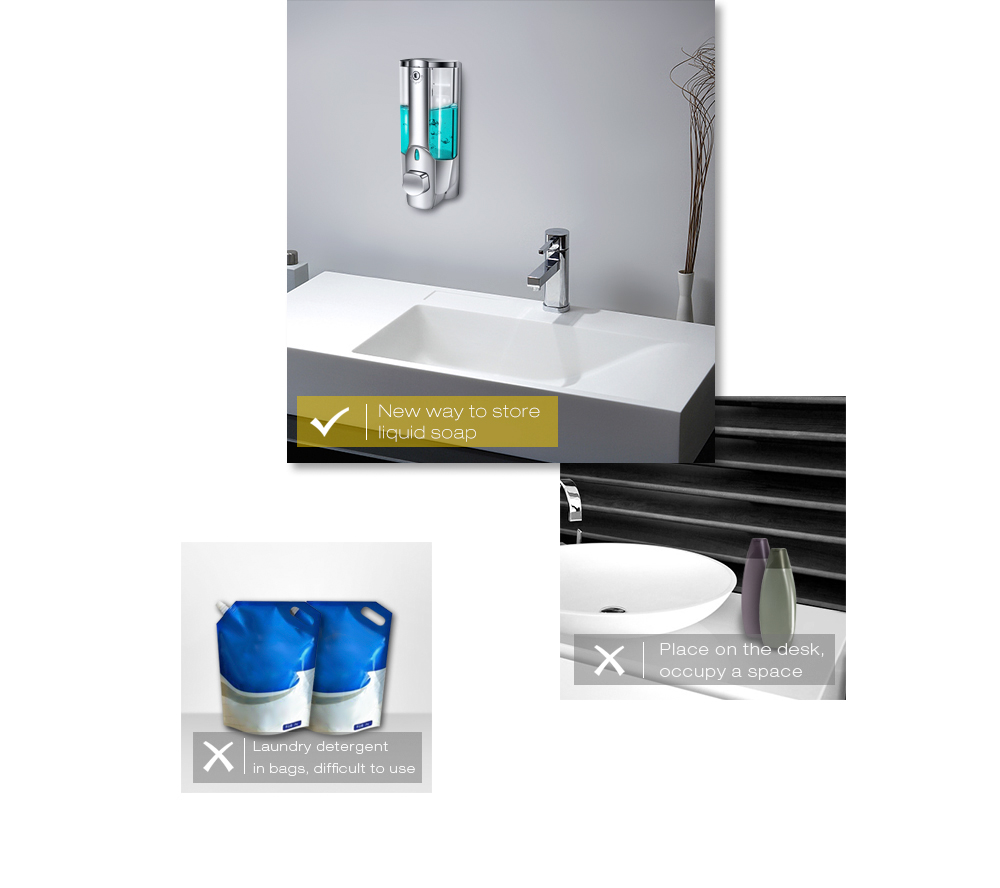 350ml Wall Mount Shower Bath Soap Shampoo Dispenser with a Lock for Bathroom Washroom