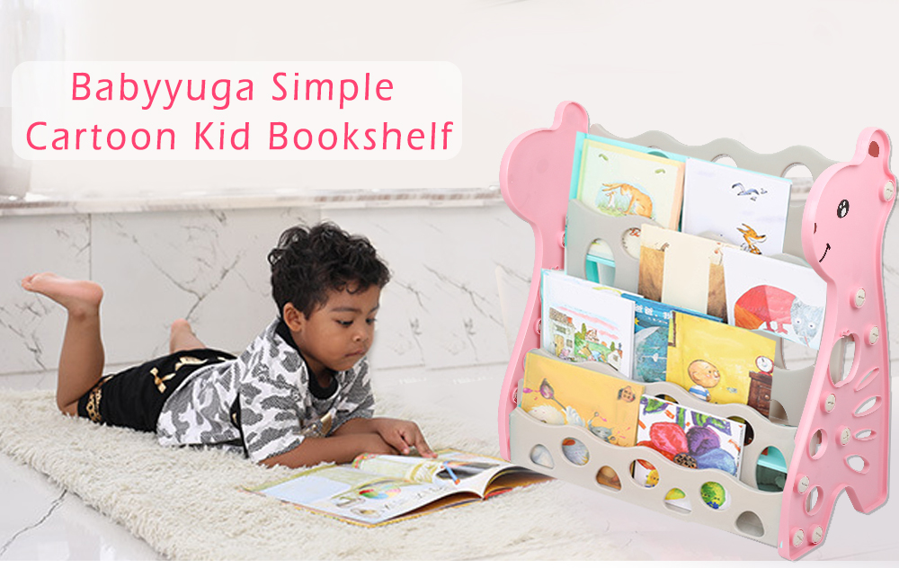 Babyyuga PE Material Kid Bookshelf Cute Cartoon Simple Bookcase for Home