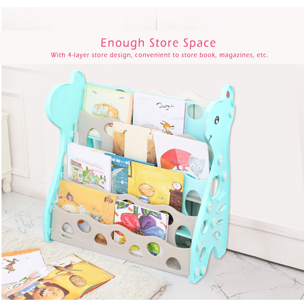 Babyyuga PE Material Kid Bookshelf Cute Cartoon Simple Bookcase for Home