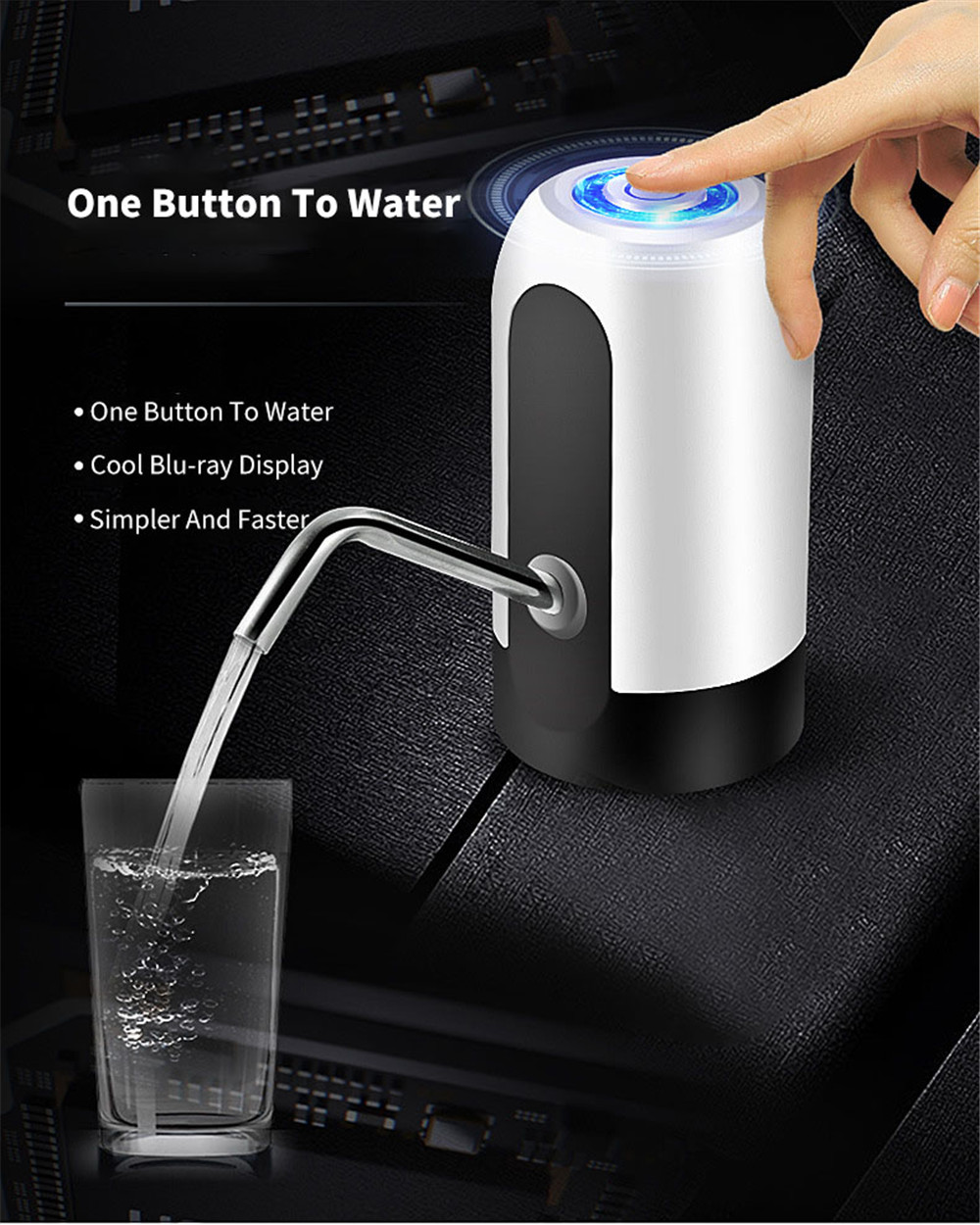 USB Charging Water Bottle Pump Dispenser Drinking Water Bottles Suction