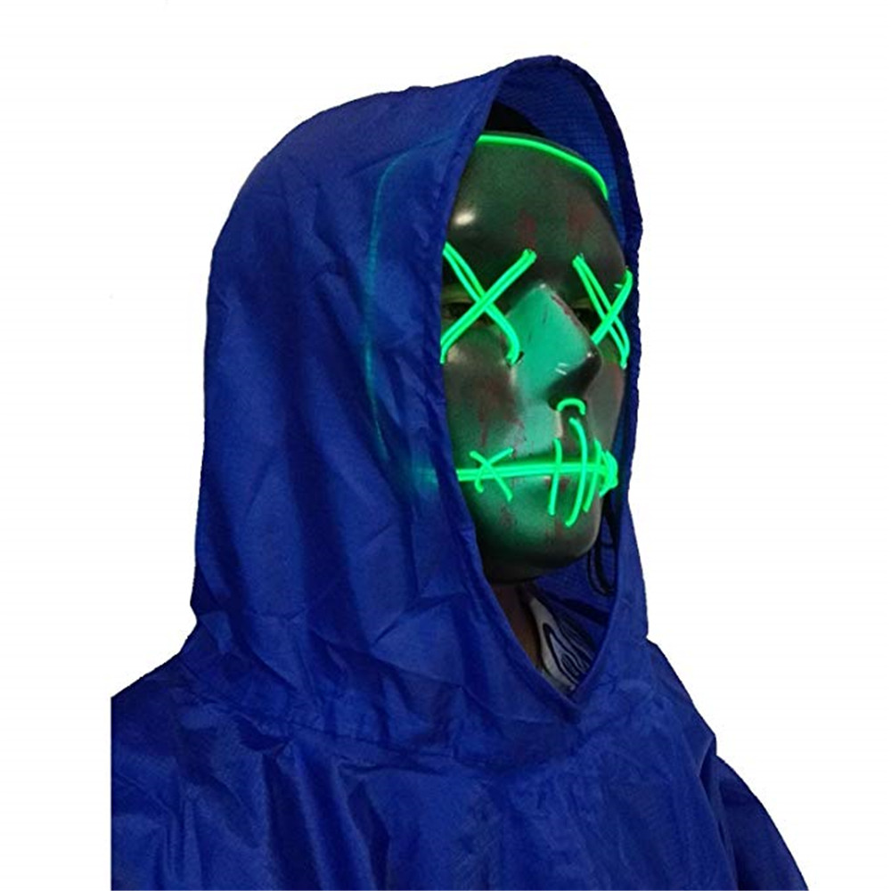 Halloween Mask LED Glow Scary Wire Light Up Grin Festival Parties