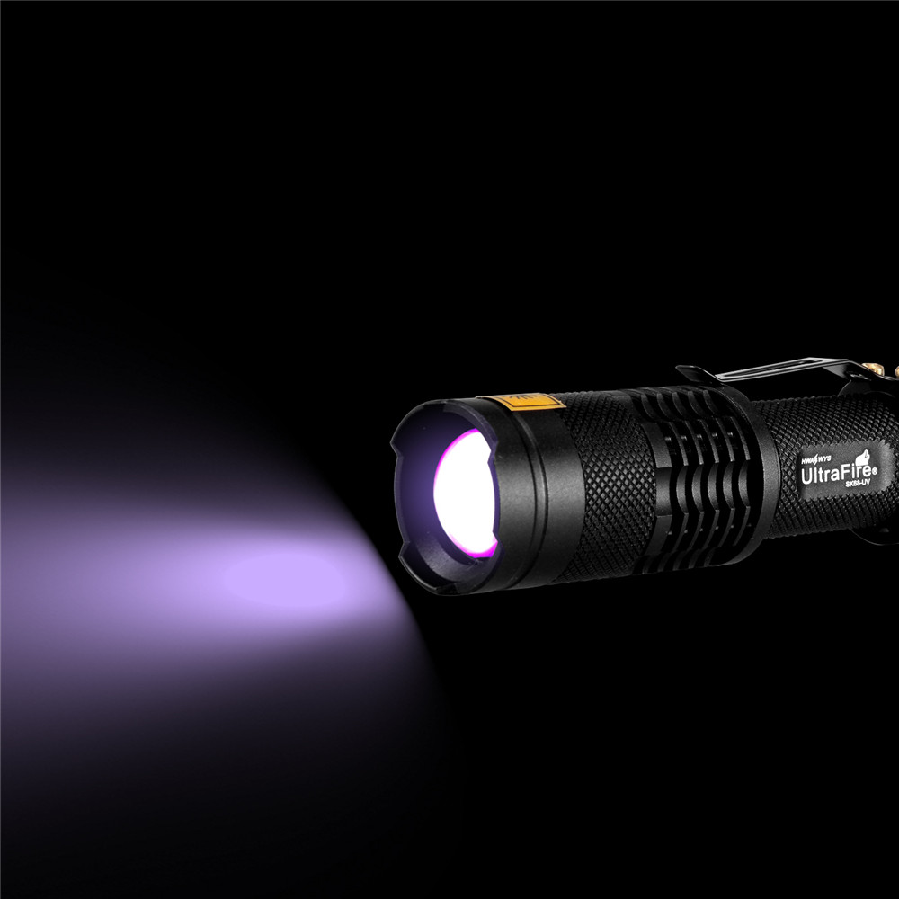 UltraFire SK68-UV 365NM 1 Mode Purple Waterproof Telescopic Focusing Flashlight