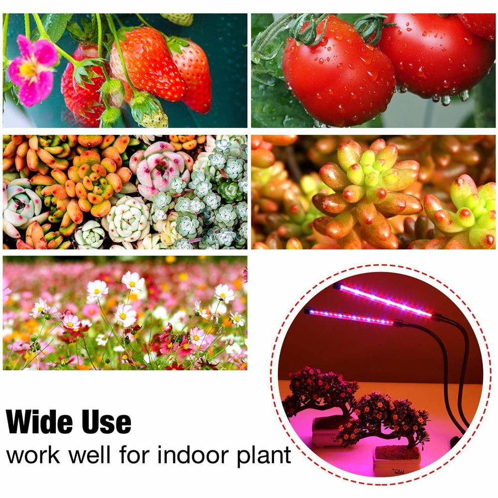YWXLight 20W LED Grow Lamp Dual-Lamp Clip Dimmable Indoor Plants Light