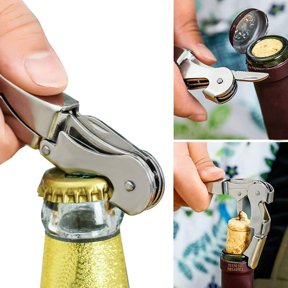 Multi-Function Stainless Steel Seahorse Shape Wine Beer Bottle Cap Opener