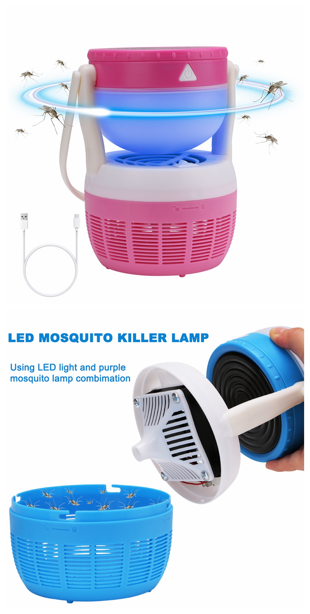 ZHISHUNJIA 2 in 1 Multi Function USB LED Mosquito Killing Lamp