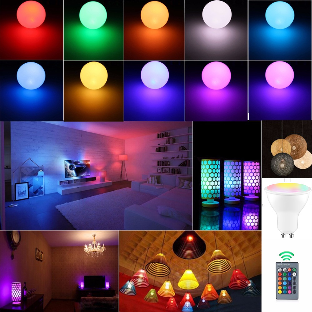 OMTO 5PCS 5W RGBW LED Bulb GU10 Color Changing Atmosphere Lighting LED Lamp