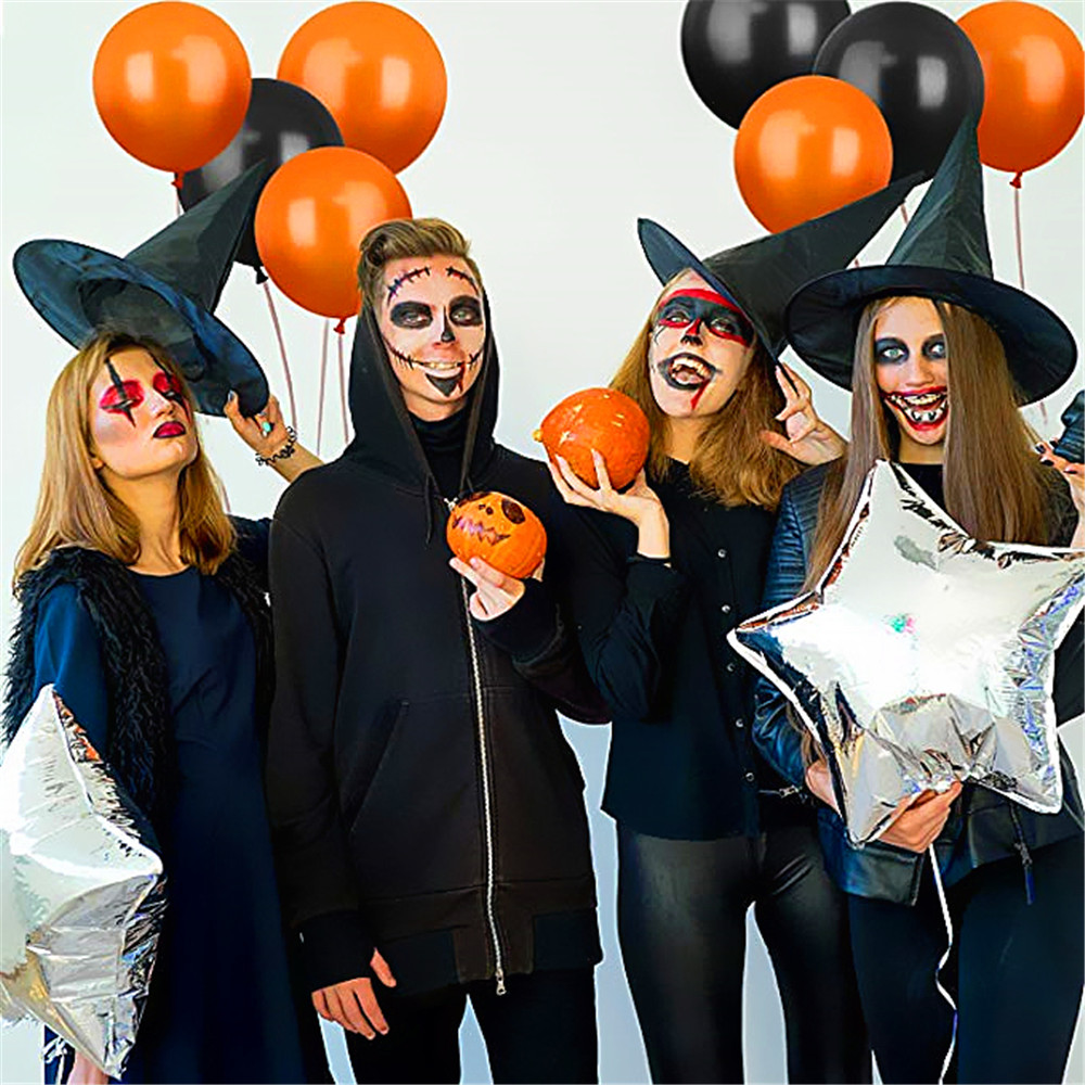 Halloween Balloons Decorations Latex Balloons 12-inch Black and Orange 10PCS