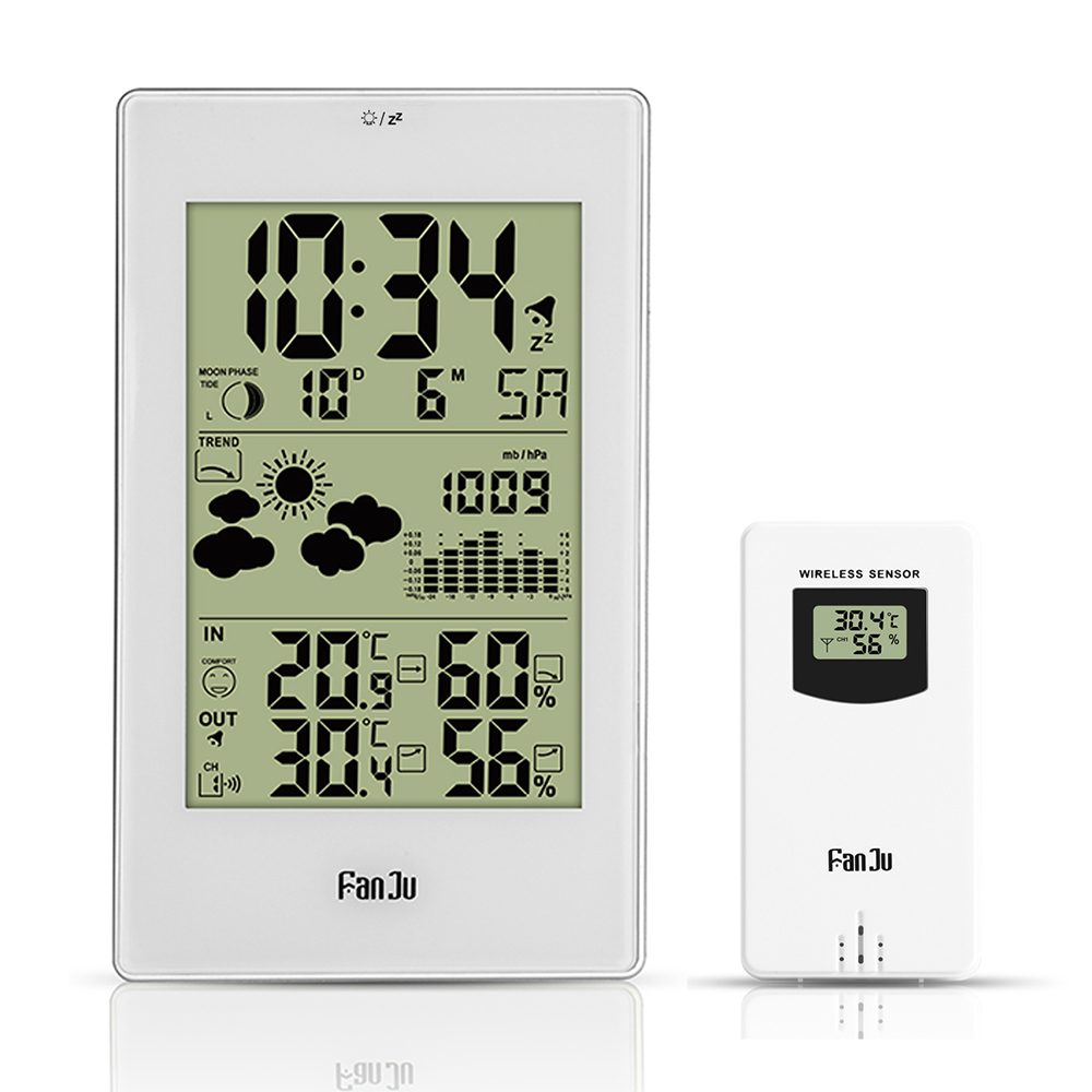 FanJu FJ3352 Weather Station 10-in-1 Functions with Barometer/Temperature/HumidityAtomic Clock/Moon Phase
