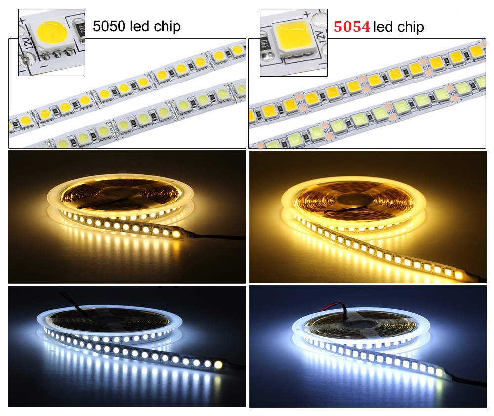 SMD 5054 LED Strip 5M 120LEDS/M Flexible Tape Light DC12V More Bright Than 5050
