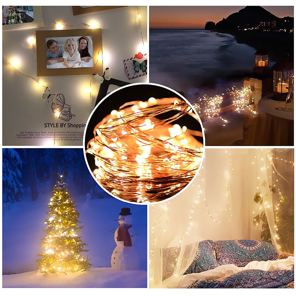 LEDs Powered Copper Wire String Fairy Light Lamp Flexible