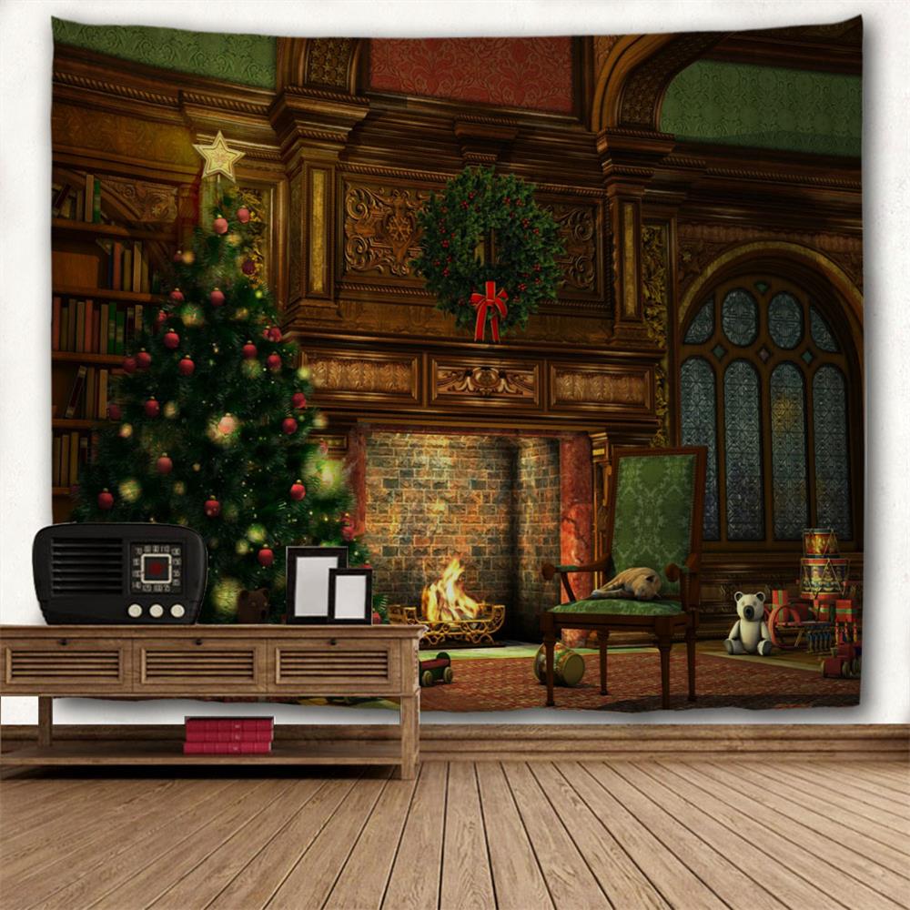 Christmas Fireplace 3D Printing Home Wall Hanging Tapestry for Decoration