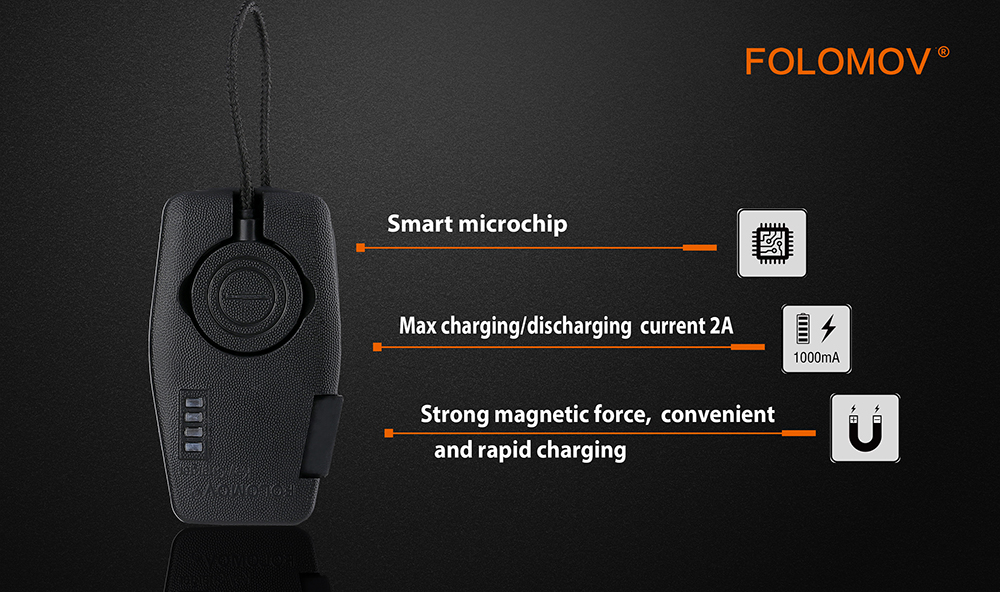 Folomov Portable Key Size Magnetic USB Battery Charger for Traveling