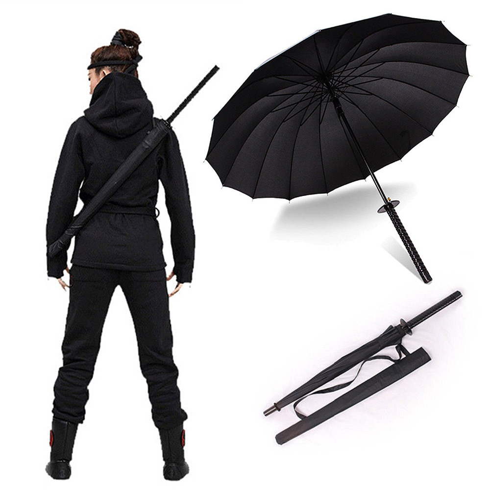 Black Katana Straight Handle Umbrella