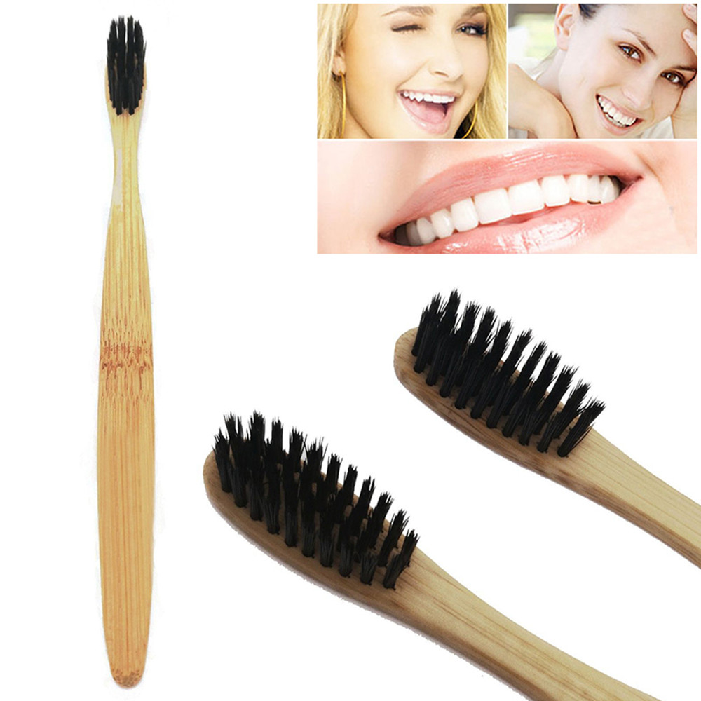 4PCS Environmentally Bamboo Charcoal Infused Toothbrush with Soft Nylon Bristles