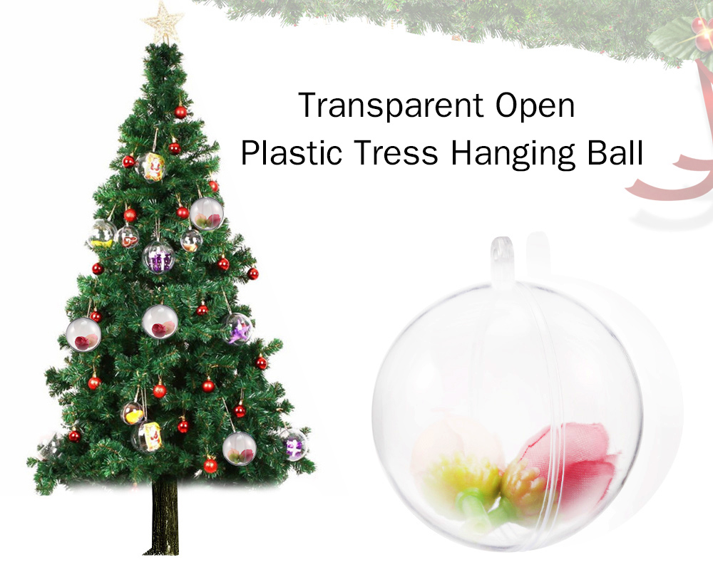6cm Transparent Plastic Tress Hanging Balls Decoration Baubles 12pcs
