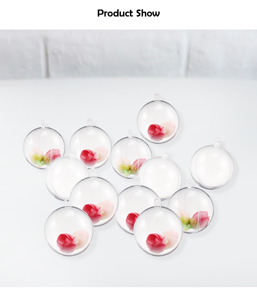 6cm Transparent Plastic Tress Hanging Balls Decoration Baubles 12pcs
