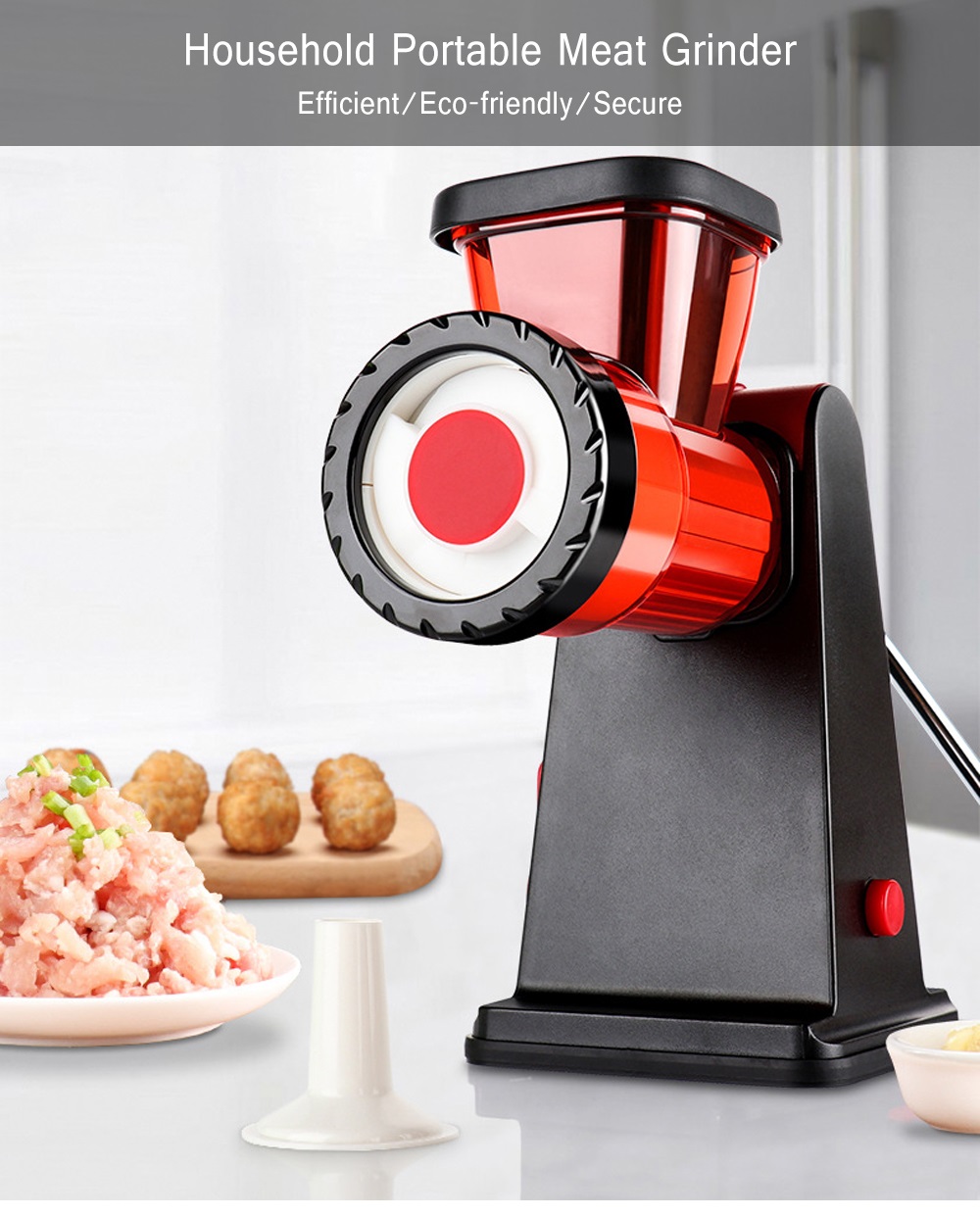 Keouke Household Portable Manual Meat Grinder Food Crusher for Kitchen Use