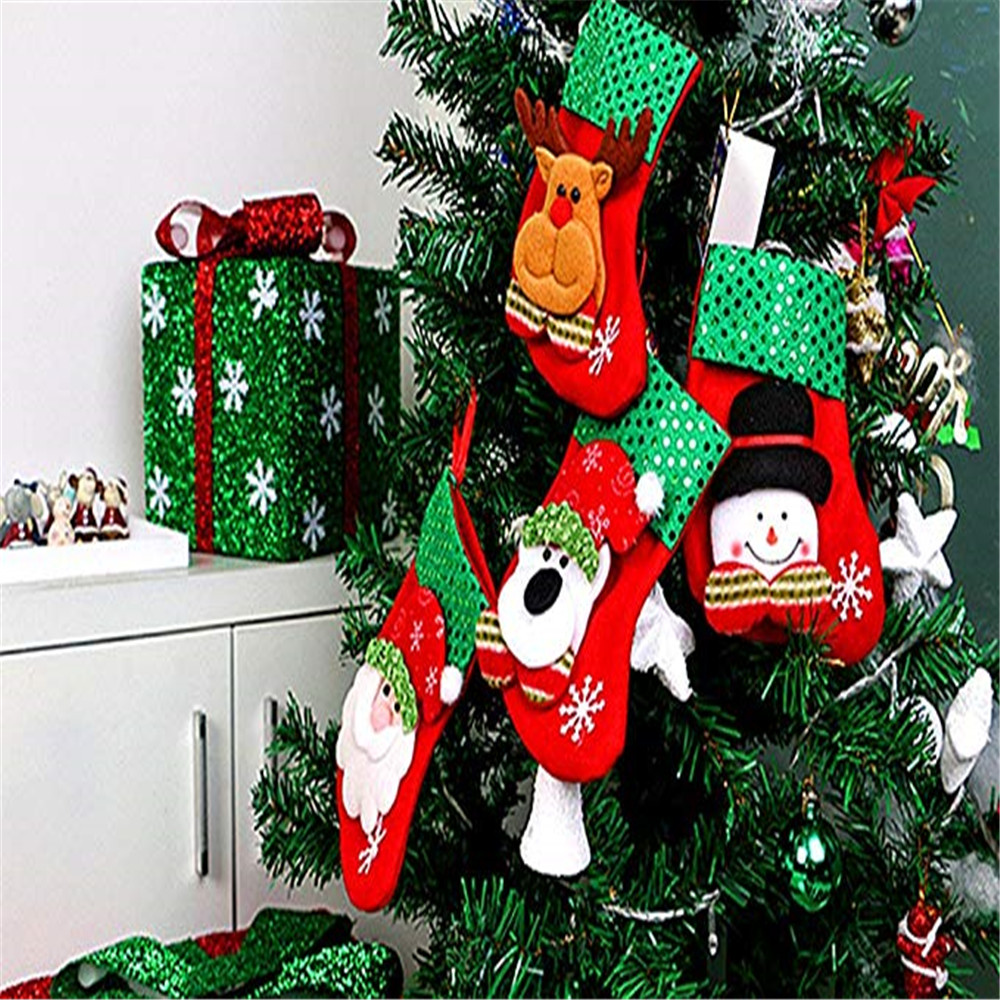 Christmas Stockings Treat Bag Gift for Favors and Decorating 4PCS