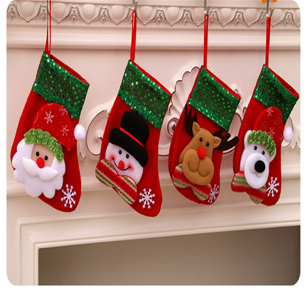 Christmas Stockings Treat Bag Gift for Favors and Decorating 4PCS