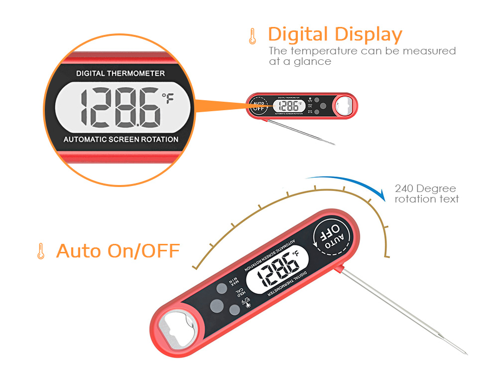 Multifunctional Stainless Steel Dial Thermometer with Digital Display
