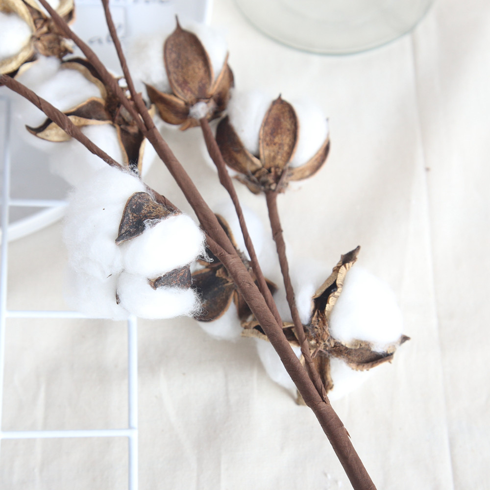 Dried Cotton Stems Farmhouse Style Artificial Flower Filler