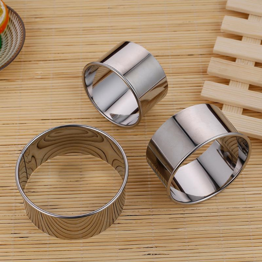 Stainless Steel Round Biscuit Pastry Packaging Dough Cutting Tool 3PCS