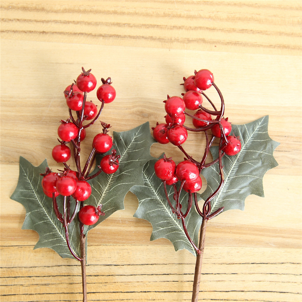 Vivid Little Red Berries Artificial Flower Christmas Decorations