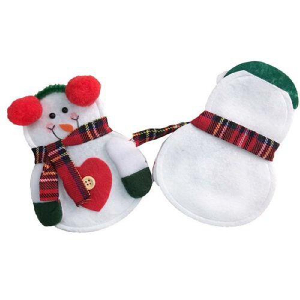 4pcs Christmas Decoration Santa Claus Snowman Elk Knife and Fork Storage Bag