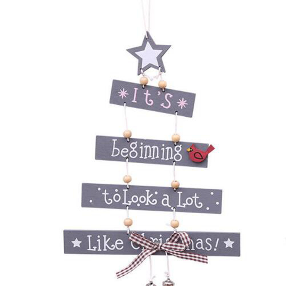 Christmas Tree Letter Wooden Hanging Party Pendant Home Door Ornament Xmas Craft