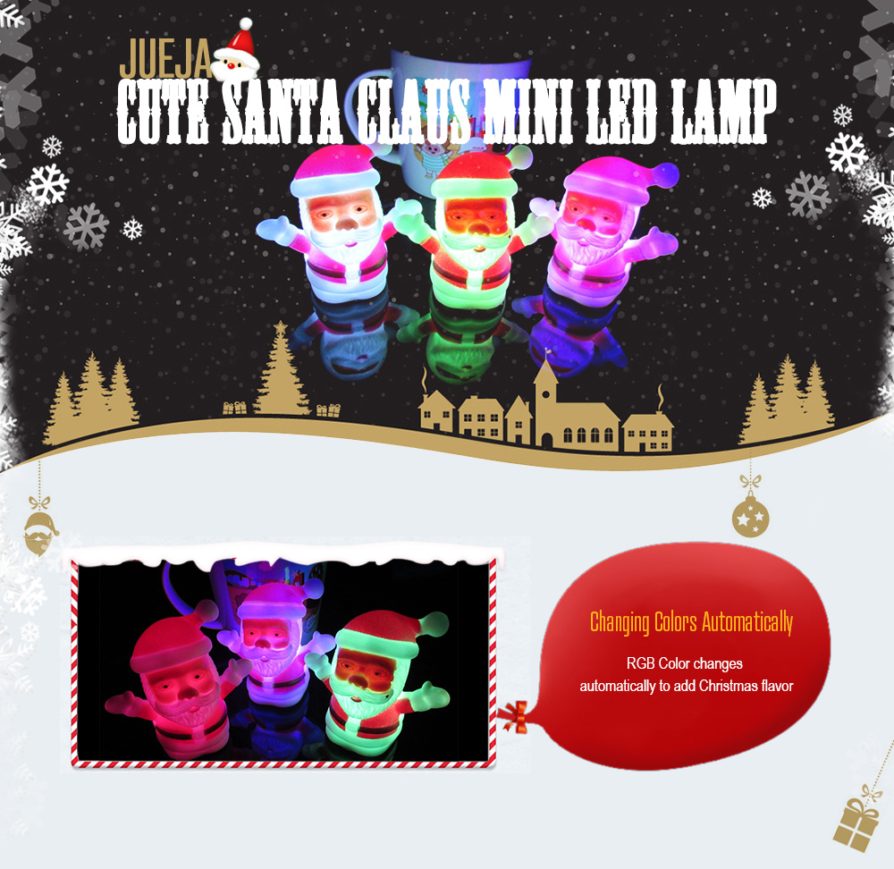 JUEJA Christmas Lamp Light Xmas Gift Mini Table Cute Santa Claus LED Decor Nightlight