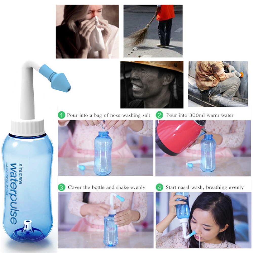 300ml Nasal Irrigation Nose Wash Cleanser Bottle with 30 pack Rinse Salt