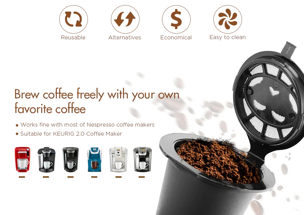 6Pcs Sets Refillable Coffee Capsule Cup Filter