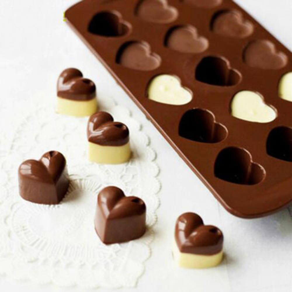 Silicone Chocolate Mold Love Heart Shaped Jelly Ice Fondant Sugar Tool
