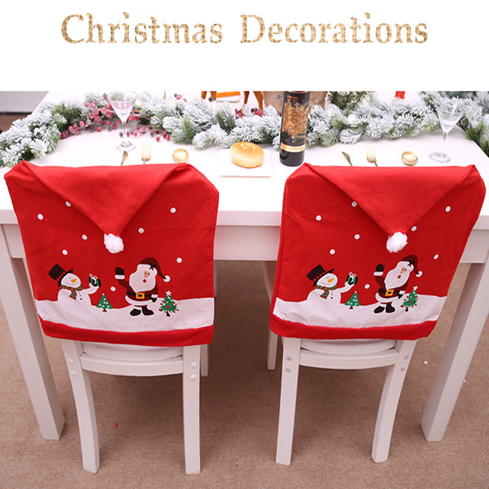 Santa Hat Chair Covers Red (Set of 4) For Christmas Holiday Festive Decor