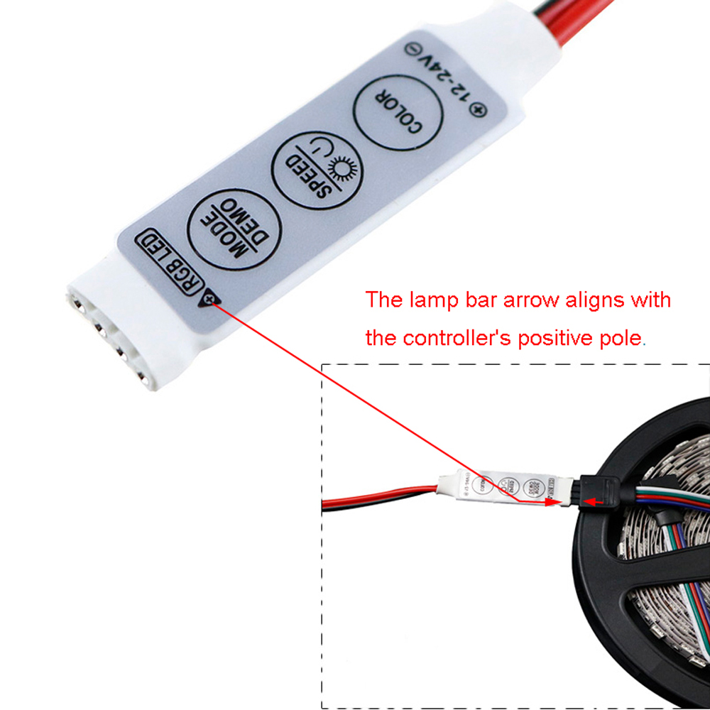 ZDM 4pcs Mini 3 Keys with Female DC Connector to Control 4pin LED Strip Light