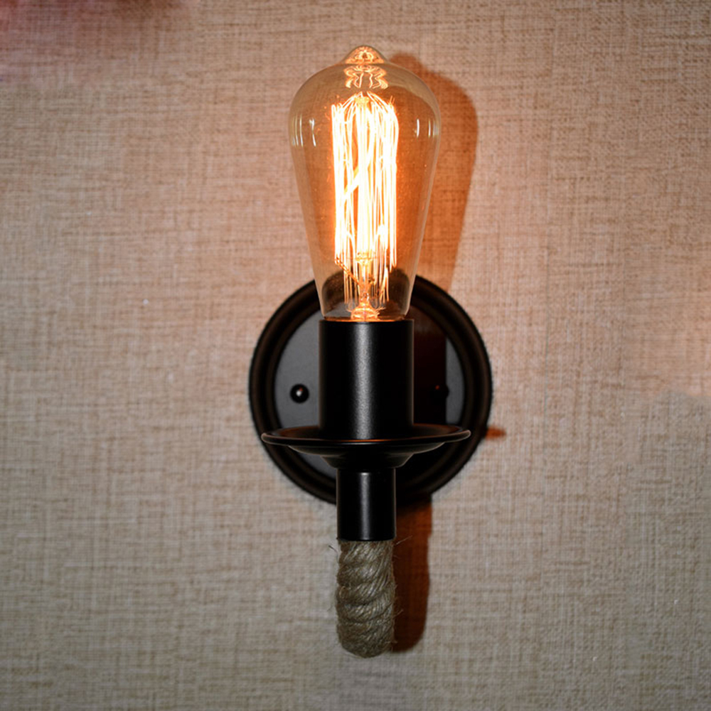 Retro Industrial Wind Rope Wrought Iron Wall Lamp