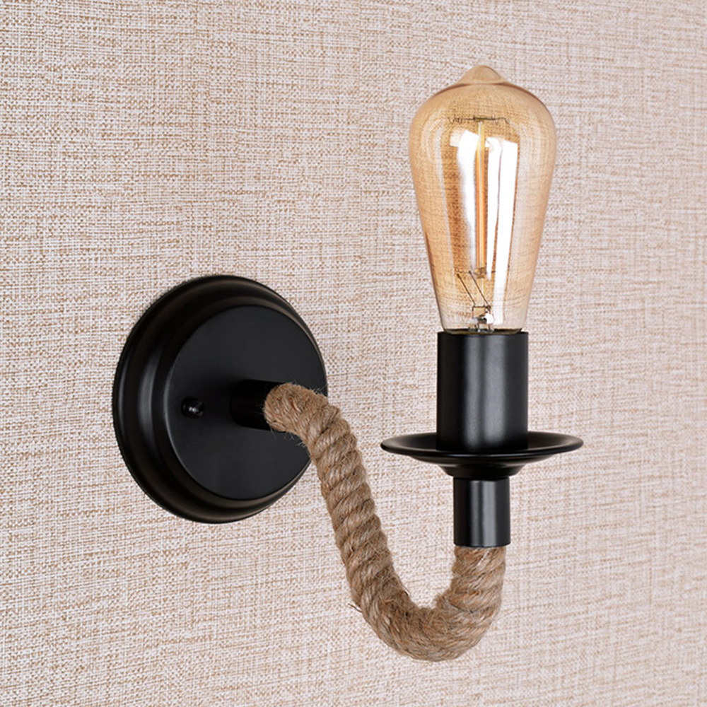 Retro Industrial Wind Rope Wrought Iron Wall Lamp