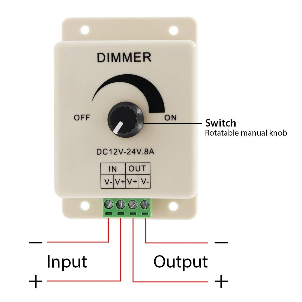 ZDM Monochrome Dimming Controller For LED Lights or Ribbon DC12-24V 8A DC5.5