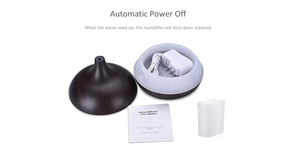 550 ml Black Essential Oil Diffuser Stylish Aroma Humidifier Best Wood Grain Ultrasonic Whisper Quiet Cool Mist Aromatherapy