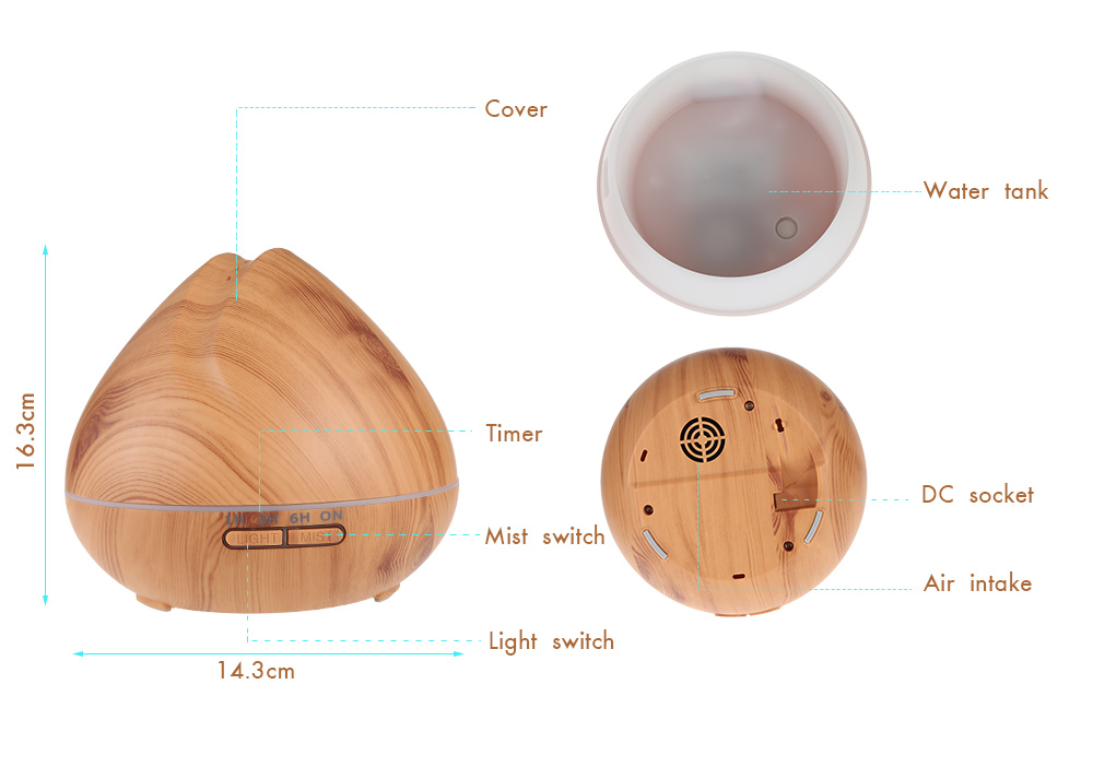Ultrasonic Essential Oil Diffuser Air Humidifier with LED Lamp