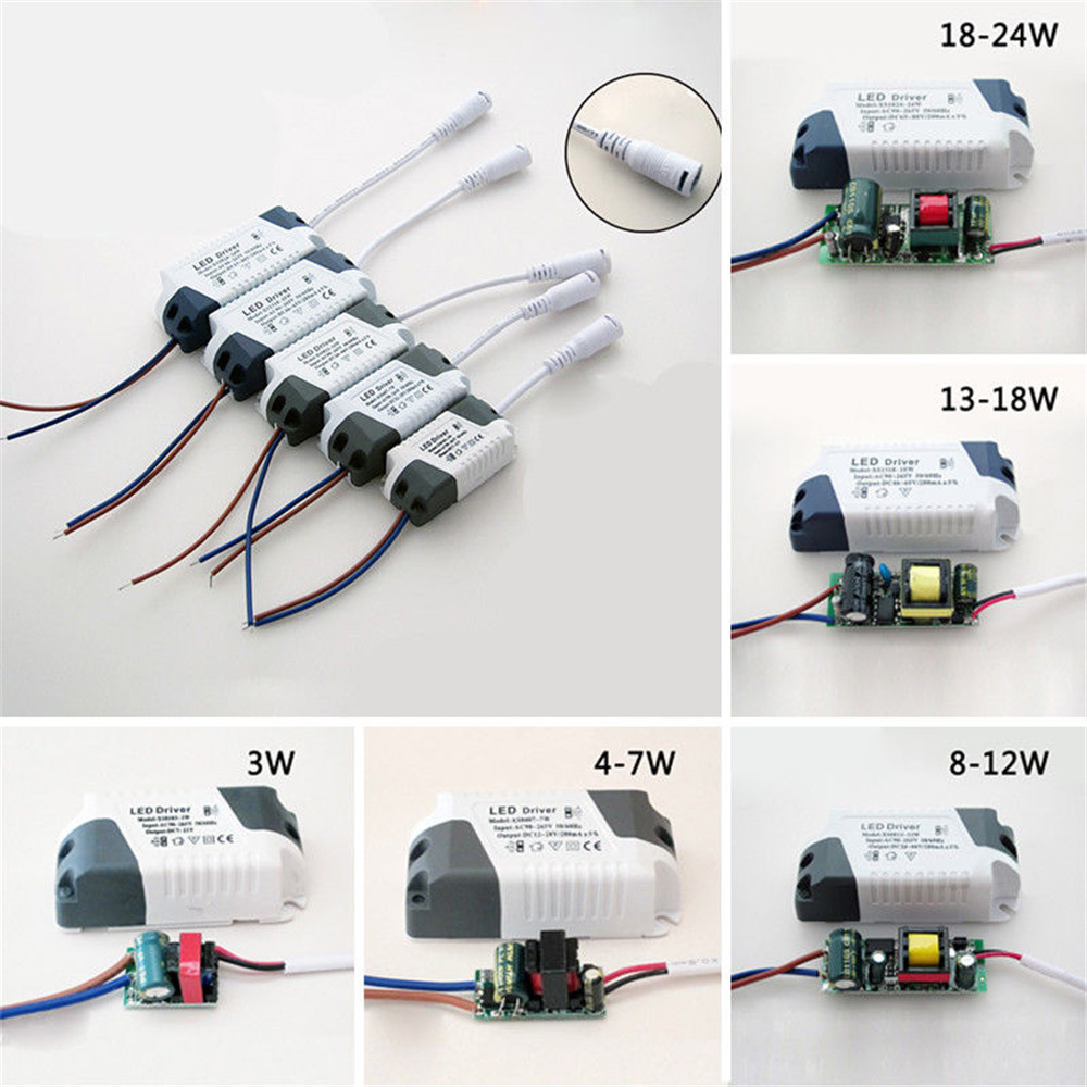 LED Driver 3W-24W Dimmable Ceilling Light Lamp Transformer Power Supply DIY