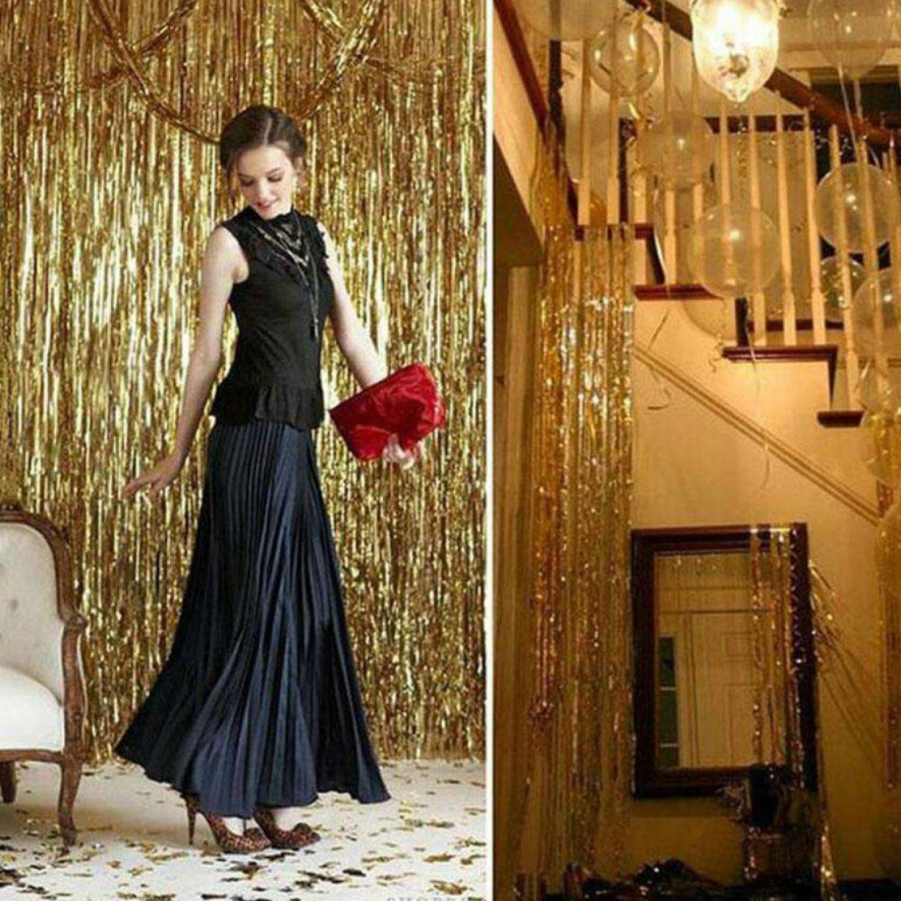 1x2meters Sequin Foil Fringe Tinsel Curtain Birthday Party for Decoration