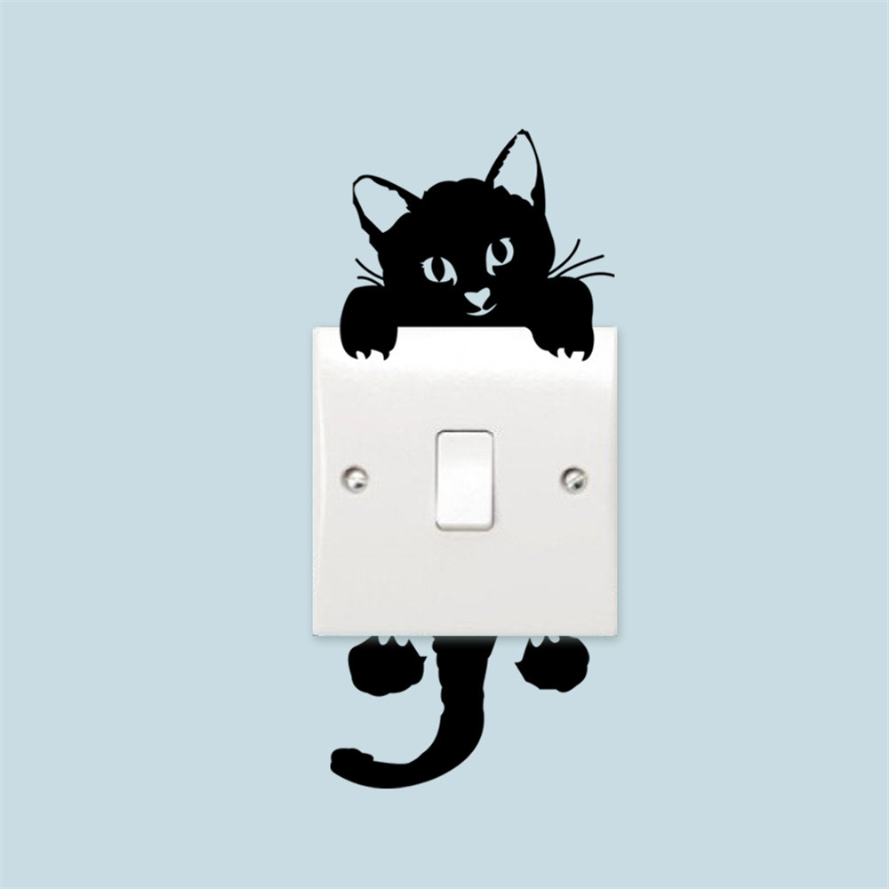 Cute Kitten Switch Sticker PVC Removable Wall Stickers