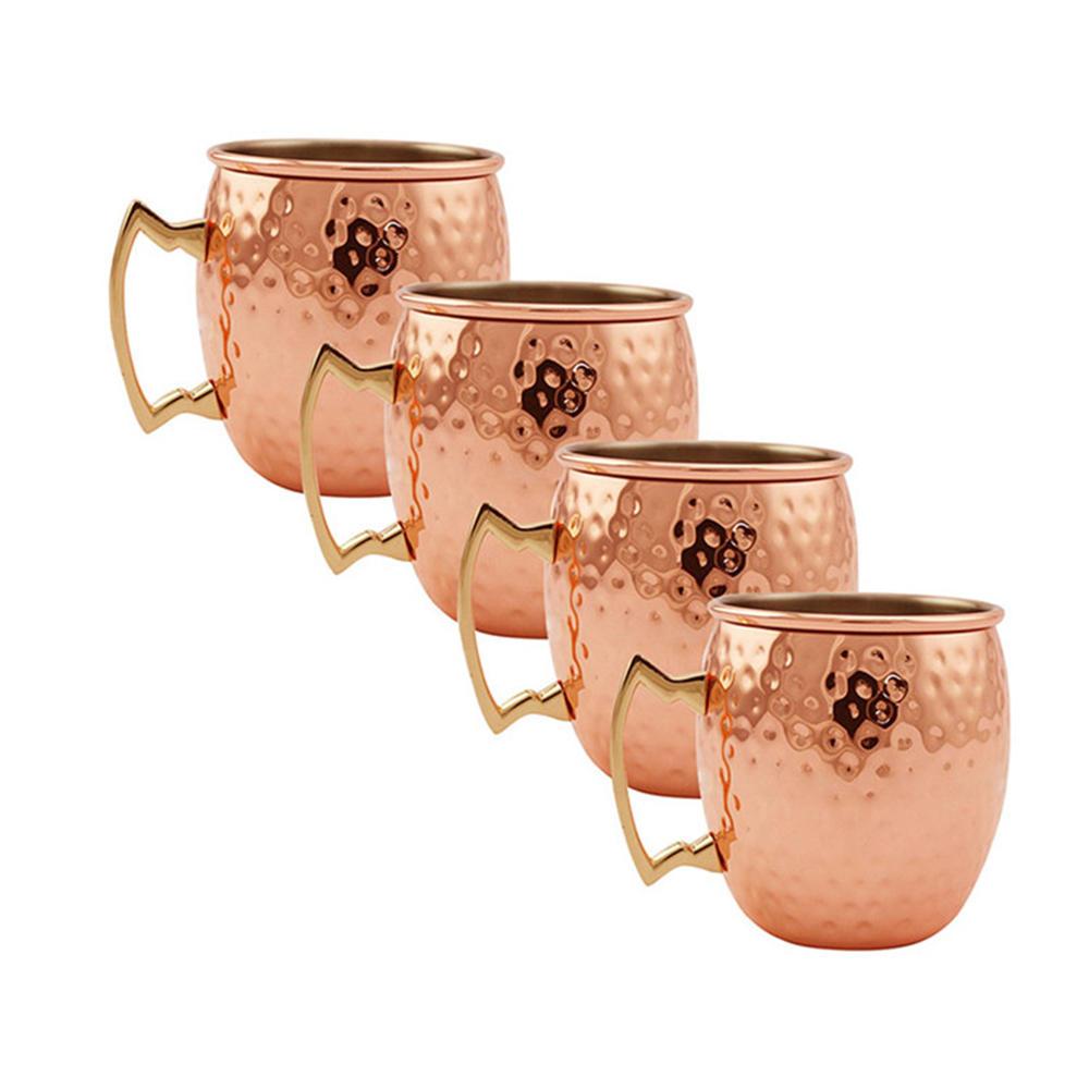 Hammered Moscow Mule Copper Plated Mugs 304 Stainless Steel 550ml Beer Drinkware