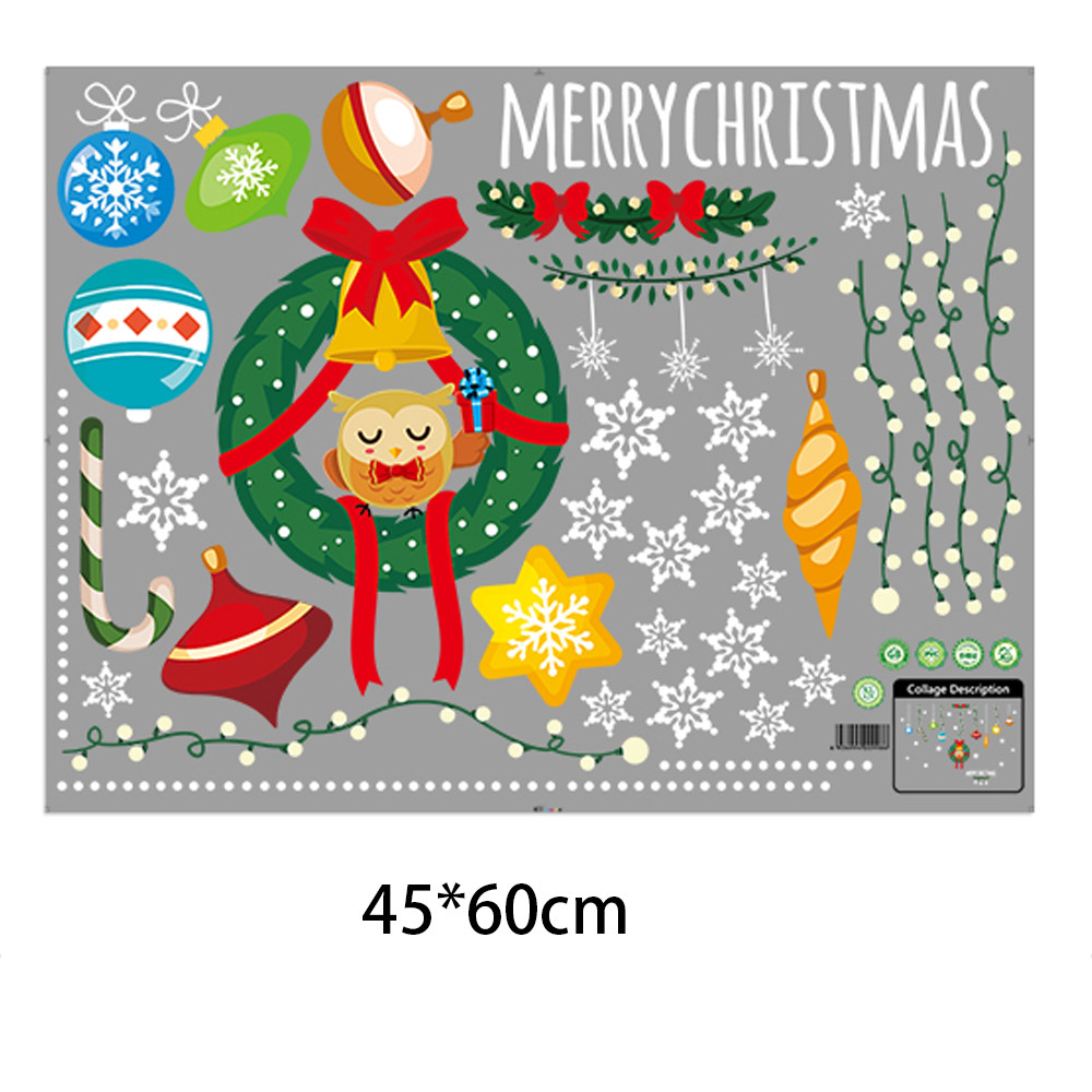 Merry Christmas Sticker Christmas Snowflake Reindeer Glass Window Sticker