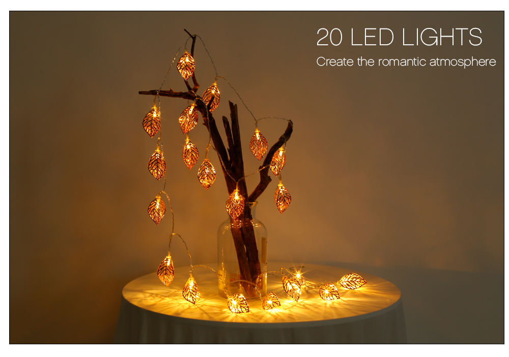 3M 20 LEDs Leaves Light String Lamp Romantic for Home Party Festival