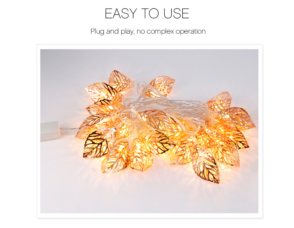 3M 20 LEDs Leaves Light String Lamp Romantic for Home Party Festival
