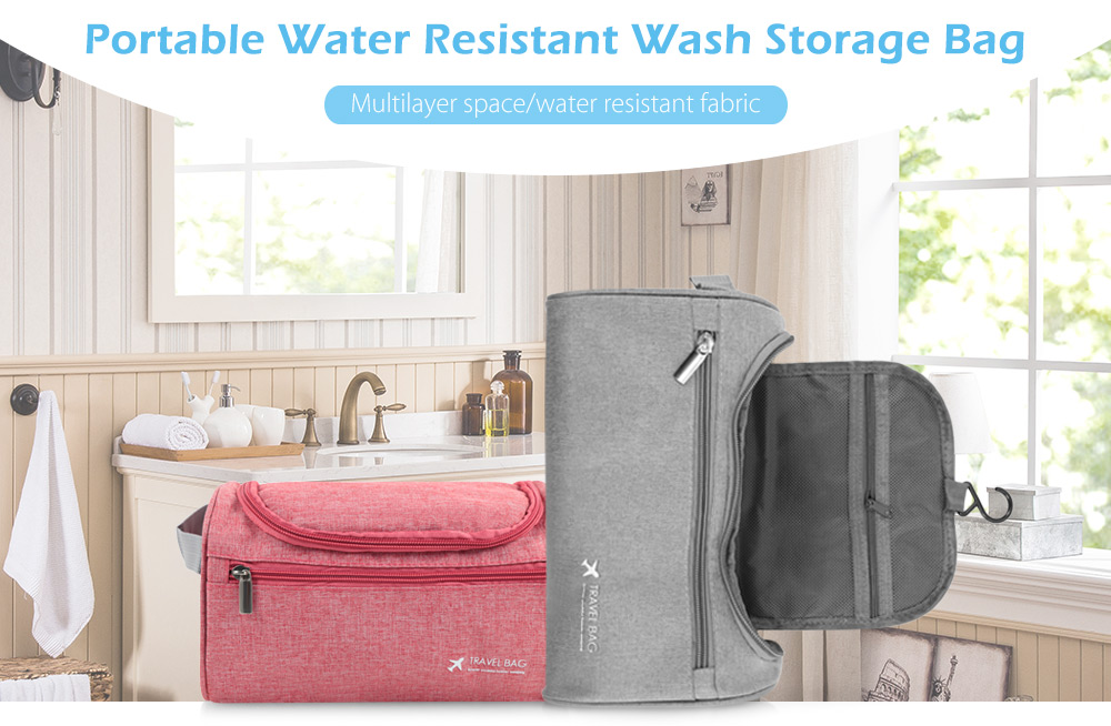 4007 - MS Portable Foldable Water Resistant Wash Storage Bag with Hook